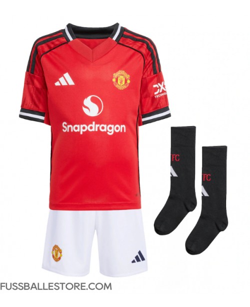Günstige Manchester United Diogo Dalot #2 Heimtrikotsatz Kinder 2025-26 Kurzarm (+ Kurze Hosen)